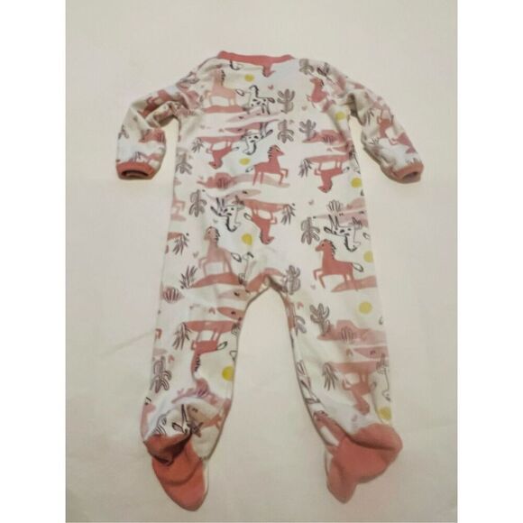 Honest Baby 100% organic cotton pink and white horse print sleeper - Picture 2 of 3